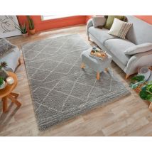 Flair Rugs - Tapis d'orient shaggy pour salon Kush Gris 160x230