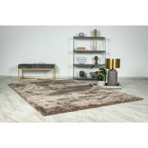 Hellocarpet - Tapis doux recyclé uni rectangle Karla Taupe 80x150