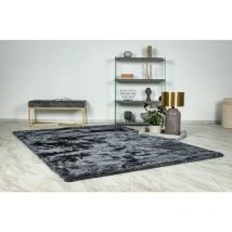 Hellocarpet - Tapis doux recyclé uni rectangle Karla Graphite 80x150