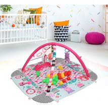 Tapis d'éveil pour Bébé , Tapis d'éveil Evolutif Multifonction 5-en-1, Arches Amovibles, Rose