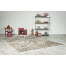 Hellocarpet - Tapis effet 3D design rectangle beige argenté Costa Beige argenté 80x150