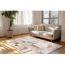 Allotapis - Tapis effet 3D moderne rectangle Everst Taupe 160x230