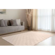 Allotapis - Tapis effet 3D uni moderne doux Flotissy Beige 120x170