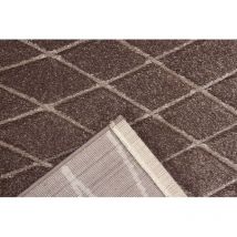 Deladeco - Tapis effet courbe moderne poils ras Vague Beige foncé 160x230