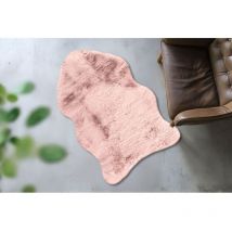 Deladeco - Tapis effet peau de bête doux longues mèches Nalo Rose 60x90