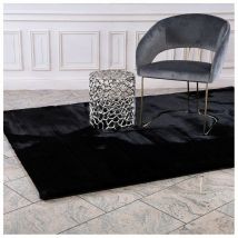 Hellocarpet - Tapis effet peau de mouton doux uni Rocco Noir 160x230