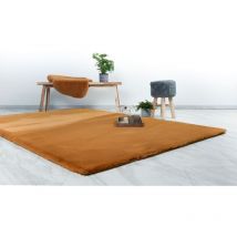 Hellocarpet - Tapis effet peau de mouton doux uni Rocco Ambre 80x150