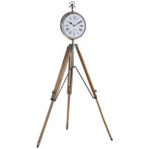 Horloge de Table de la Marque, Couleur Argent, de Aluminium et Bois de Poignée (22 x 40 x 80 centimètres) - Dkd Home Decor