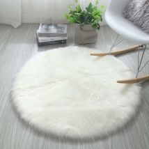 Tapis en fausse fourrure, imitation Polaire moelleuse Zone Tapis antidérapant Tapis de yoga pour le salon Chambre à coucher Canapé Tapis de sol (Rond