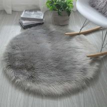Tapis en fausse fourrure, imitation Polaire moelleuse Zone Tapis antidérapant Tapis de yoga pour le salon Chambre à coucher Canapé Tapis de sol (Rond