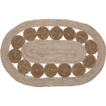 Home Styling - Tapis en jute, 80 x 50 cm, ovale