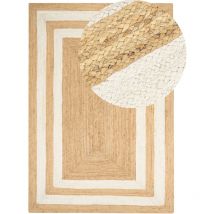 Beliani - Tapis en Jute Tressé Naturel Beige 200 x 300 cm Motif de Cadre Style Boho Gemerek