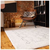 Deladeco - Tapis en laine et polyester moderne courtes mèches Louna Crème 120x170