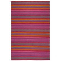 TULUM - Tapis en laine à rayures rose 140x200