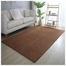 Allotapis - Tapis en microfibre doux uni antidérapant Lars Marron 80x250