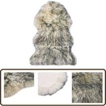 Tapis en peau de mouton 60 x 90 cm Mélange de gris foncé - Tapis En Peau De Mouton - Tapis Moelleux - Décoration Intérieure - Salon - Chambre à