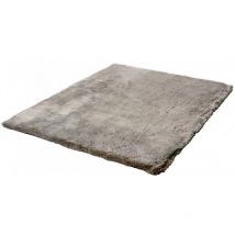 Tapis en peau de mouton synthétique shaggy Berenike Taupe 60x110