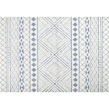 Beliani - Tapis en Polyester Blanc et Bleu 160 x 230 cm Motif Géométrique Moderne Margand