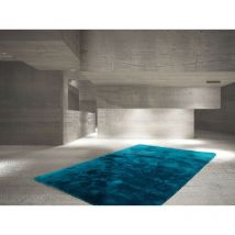 Deladeco - Tapis en polyester moelleux Calypso Bleu pétrole 80x150