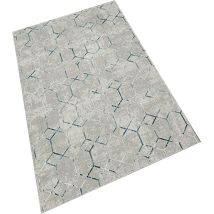 Wellhome - Tapis salon en polyester Hexagon Grise - 60x100cm - Grise