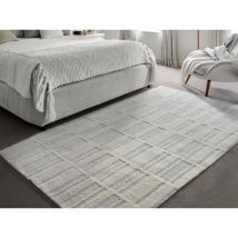 Vente-unique - Tapis en relief 100% laine de Nouvelle-Zélande fait à la main - 160 x 230 cm - 2000g/m2 - Ivoire - dalila