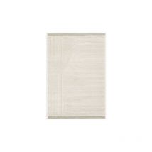 Décoweb - Tapis en relief géométrique - Andréa - Écru et beige naturel - 160 x 230 cm
