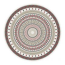 Stores Deco - Tapis en vinyle moelleux, tapis en pvc, lavable et antidérapant, Brun rond, 80cm de diamètre