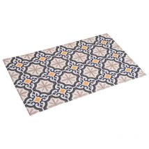 Stores Deco - Tapis en vinyle moelleux, tapis en pvc, lavable et antidérapant, Fleur, 45 x 75cm