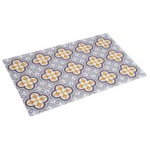 Stores Deco - Tapis en vinyle moelleux, tapis en pvc, lavable et antidérapant, Fleur grise, 120 x 180cm