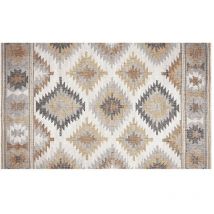 Croma collection Tapis avec imprimé type kilim avec rembourrage en mousse 45x75cm gris beige et marron