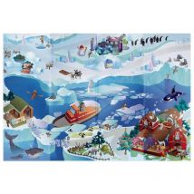 Dezenco - Tapis enfant tissé 100x140 bleu rectangle banquise