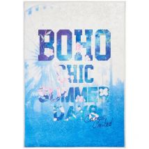 Camps - Tapis enfant tissé 120x160 bleu rectangle boho