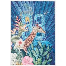 Camps - Tapis enfant tissé 60x90 bleu rectangle jungle