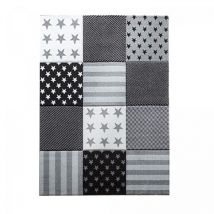 Merinos - Tapis enfant tissé 240x340 gris rectangle flag start
