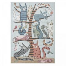 Unamourdetapis - Tapis enfant tissé 60x110 gris et bleu rectangle kidchic