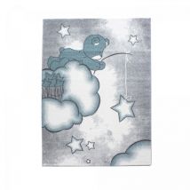 Jadorel - Tapis enfant tissé 160x230 bleu et gris rectangle kid sky