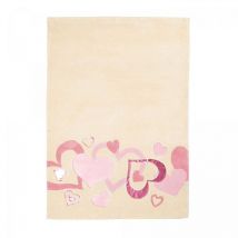Papilio - Tapis enfant fait main 120x170 crème et rose rectangle carpetlove