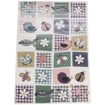 Dezenco - Tapis enfant tissé 80x150 multicolore pastel wentone