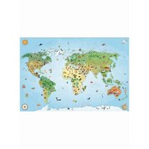 House Of Kids - Tapis enfant tissé 70x95 bleu rectangle doux mappemonde