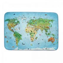 House Of Kids - Tapis enfant tissé 70x95 bleu rectangle doux mappemonde
