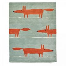 Scion - Tapis enfant fait à la main en laine 140x200 vert pastel et rouge