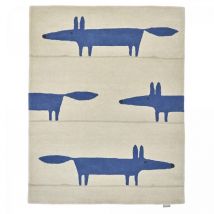 Scion - Tapis enfant fait à la main en laine 140x200 bleu et gris mr fox