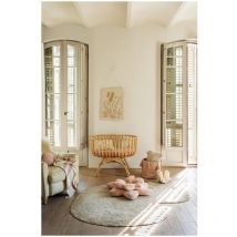 Tapis enfant forme nénuphar lavable en machine Puffy Lily Olive 140x160