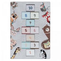 Jadorel - Tapis enfant Lavable 30° 140x200 gris et marron husplay
