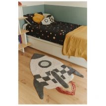 Lorena Canals - Tapis enfant lavable en machine coton Rocket Naturel 85x135