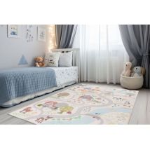 Deladeco - Tapis enfant lavable en machine rectangle Elara Multicolore 115x160