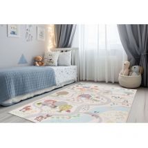 Deladeco - Tapis enfant lavable en machine rectangle Elara Multicolore 160x230