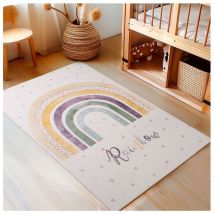 Allotapis - Tapis enfant multicolore rectangle Zenia Crème 140x200