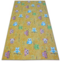Tapis enfant owls jaune hiboux petits hiboux yellow 100x150 cm