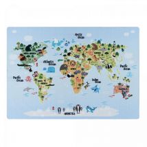 Jadorel - Tapis enfant Lavable 30° 100x150 bleu playmap